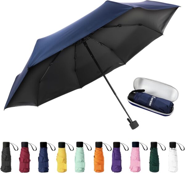 GAOYAING Compact Travel Umbrella,UV Protection, 39 Inches, Lightweight Folding Design, 8.6 oz, Portable Mini Size Manual
