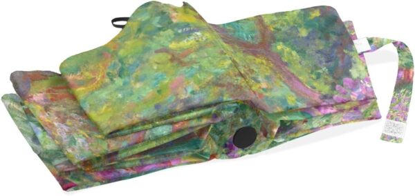 Auto Open Close Umbrella, Iris Garden At Giverny Monet Folding Travel Umbrellas for Rain and Sun - Image 6