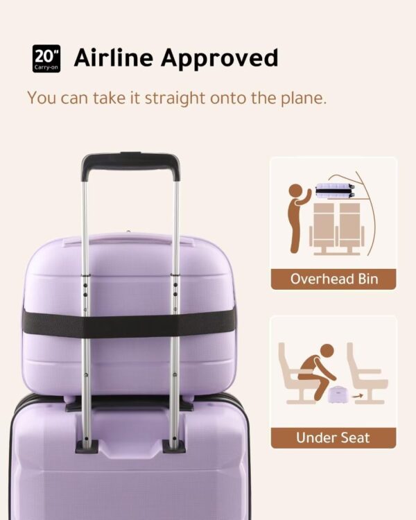 LUGGEX Carry on Luggage with Spinner Wheels, Lightweight Suitcase 2 Piece, Expandable (Purple, 14/20) - Image 2