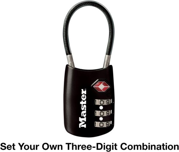 Master Lock Black Set Your Own Combination TSA Approved Luggage Lock, Travel Lock for Backpacks, Suitcases, or Zippers, 4688D - Image 4