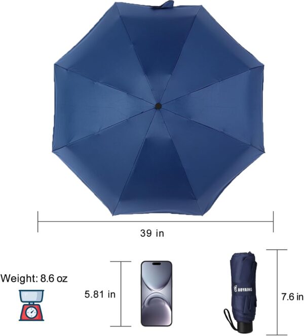 GAOYAING Compact Travel Umbrella,UV Protection, 39 Inches, Lightweight Folding Design, 8.6 oz, Portable Mini Size Manual - Image 3