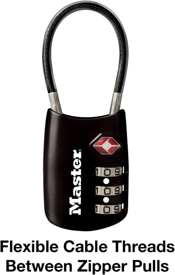 Master Lock Black Set Your Own Combination TSA Approved Luggage Lock, Travel Lock for Backpacks, Suitcases, or Zippers, 4688D - Image 5