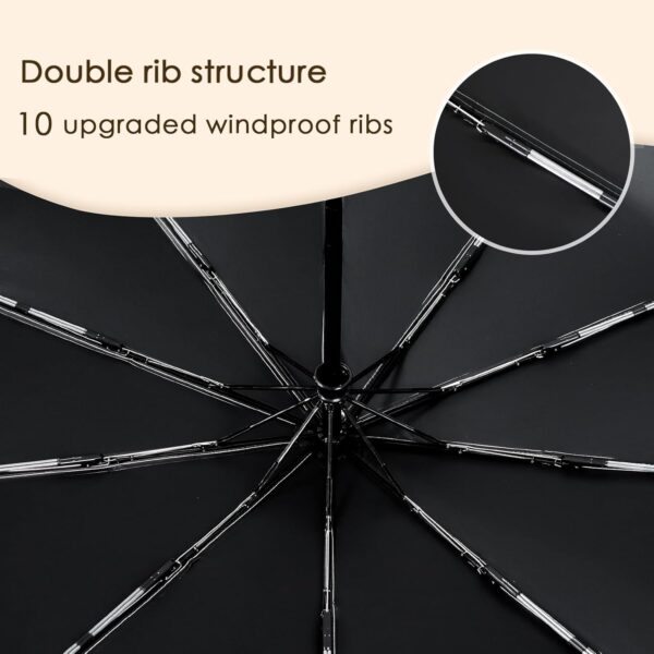 2-Pack Windproof, Waterproof, UV-Blocking Portable Travel Umbrella, Compact Sun & Rain Folding Umbrella, Double Rib Structure, Large Auto Open and Close Car Umbrella - Image 6