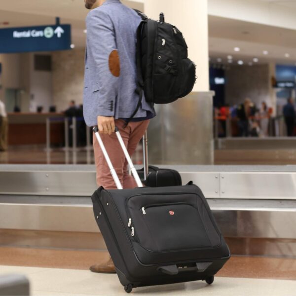 SwissGear 7895 Premium Rolling Garment Bag, Bonus Hanging Feature, Men's and Women's, Carry-on Luggage - Grey Heather - Image 7