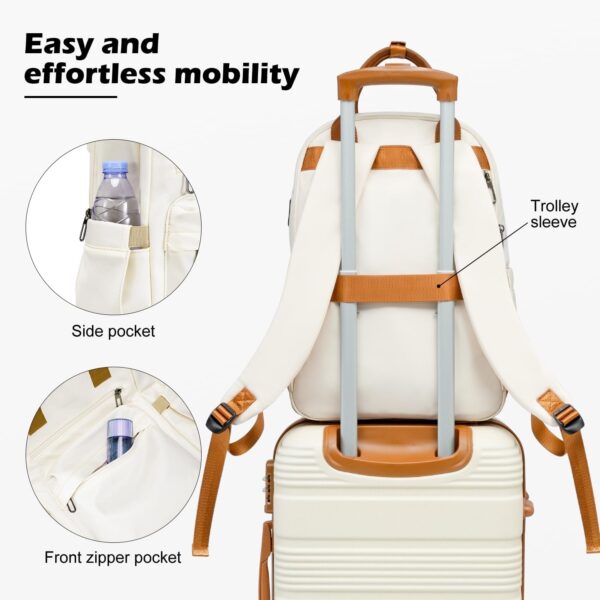 LONG VACATION Luggage Set Lightweight Carry on Suitcase ABS Hardshell Luggage TSA Lock Spinner Wheels(3 piece set (BP), WHITE-BROWN) - Image 5
