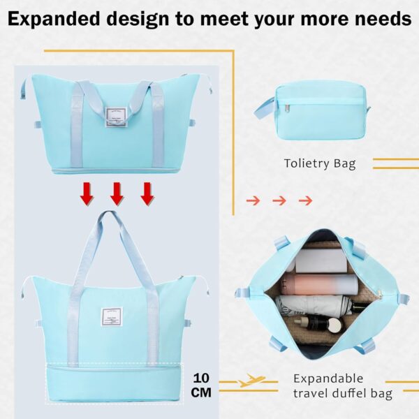 Merax Luggage Set Hardside Suitcase Bag, Light Blue, 20/24 Inch + Cosmetic & Handbag - Image 5