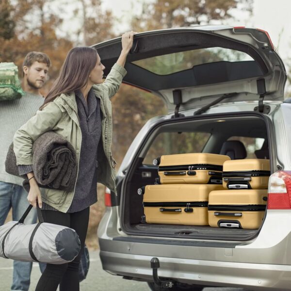 Karl home Luggage Set of 4 Hardside Suitcase Sets with TSA Lock 4 Spinner Wheels, ABS Lightweight Trolley Travel Case for Carry On Check-in Business Trip, Yellow (16/20/24/28) - Image 7