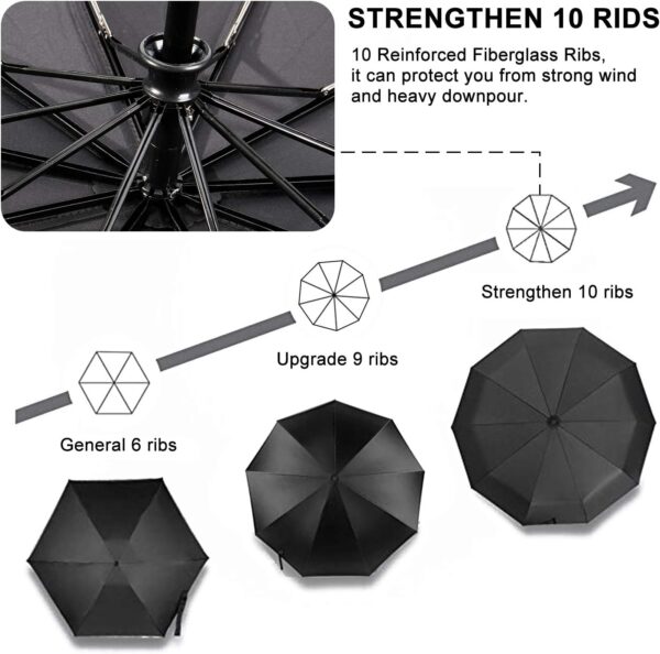 TradMall 3 Pack Travel Umbrella Windproof Portable 46/56 Inches Large Canopy Auto Open & Close - Image 5