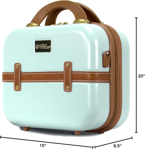 World Traveler Gatsby Vintage Style Hardside Carry-On Retro Train Case Spinner Luggage, Mint, 2-Piece Set (Tote/20-Inch) - Image 11