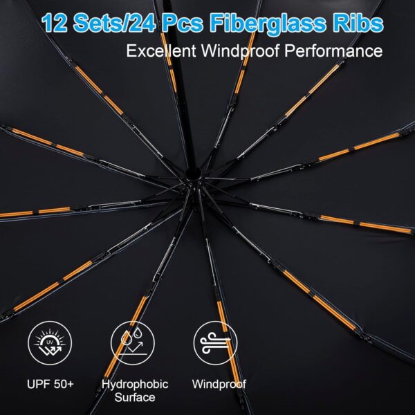 Beach Chair Umbrella with Clamp Clip on Umbrellas for Chair 42 Inches Adjustable Sun Umbrella for Camping Outdoor Chair UPF 50+ Folding Umbrella for Travel Plant Shade Wheelchair - Image 2