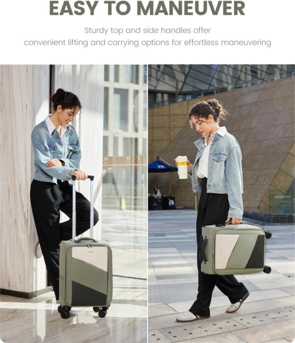 LOVEVOOK Carry On Luggage 22x14x9 Airline Approved, 20 Inch Softside Suitcases with Wheels, Lightweight Rolling Carry on Suitcase with TSA Lock, Water-Resistant Large Capacity Luggage for Women Travel - Image 2