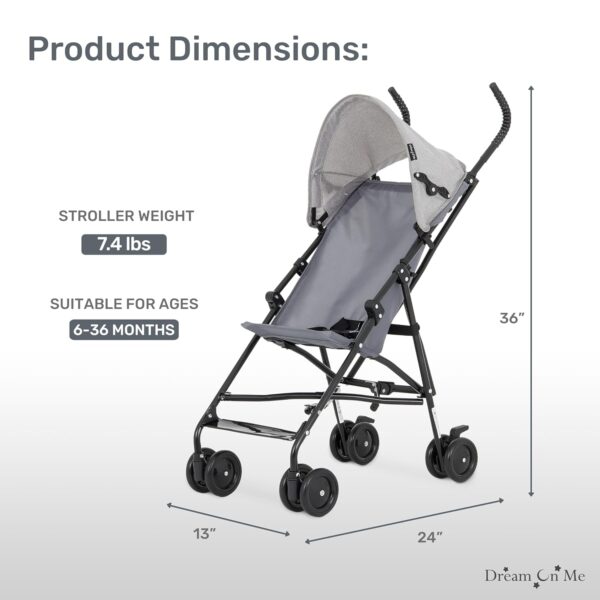 Dream On Me Aero Travel Lightweight Umbrella Stroller, Easy to Fold and Carry Travel Stroller, Adjustable and Removable Canopy - Image 4