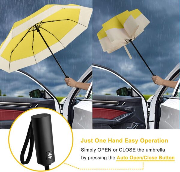 LEAGERA Compact Small Travel Umbrella - Arc 46 Inch, Automatic Umbrella Folding Beautiful Umbrella, Portable & Lightweight Umbrella's for Rain&Sun, Perfect Women Themed Gifts Umbrella - Image 7