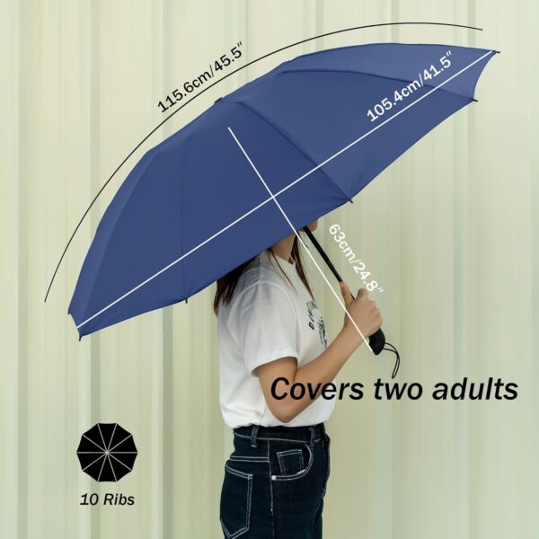 Travel Inverted Umbrella Compact Windproof- Automatic reverse Umbrellas for Rain - Folding Portable 48inch Span, 10 Ribs Large Umbrella - Image 4