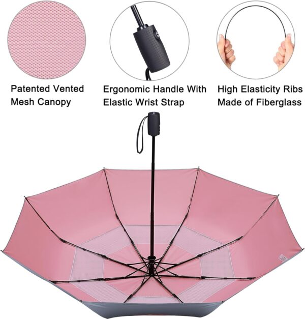 G4Free UPF 50+ UV Protection Travel Umbrella 42/46 Inch Windproof Silver Coating Sun Blocking Umbrella - Image 4