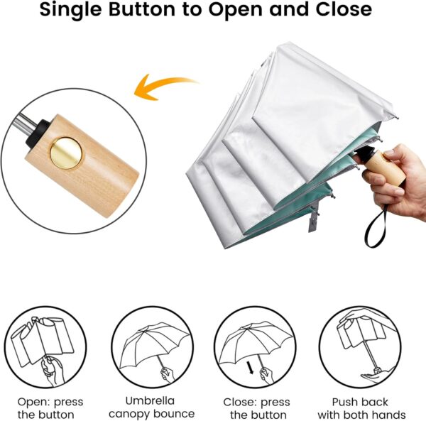G4Free UPF 50+ UV Protection Travel Sun Umbrella Compact 42 Inch Small UV Blocking SPF Umbrella Auto Open Close - Image 7