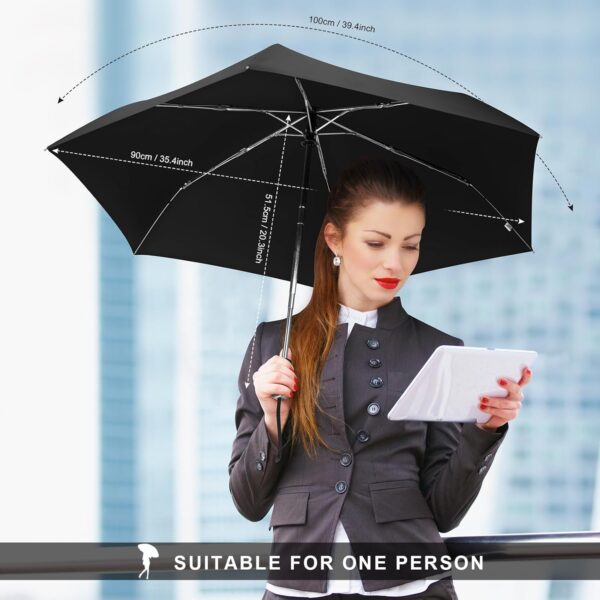 LEAGERA Compact Travel Umbrella for Purse - Flat Handle, Waterproof for Light Rain - Image 8