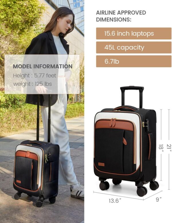 LOVEVOOK Carry on Luggage for Women and Men, Softside Suitcases with Daul Wheels - Image 5