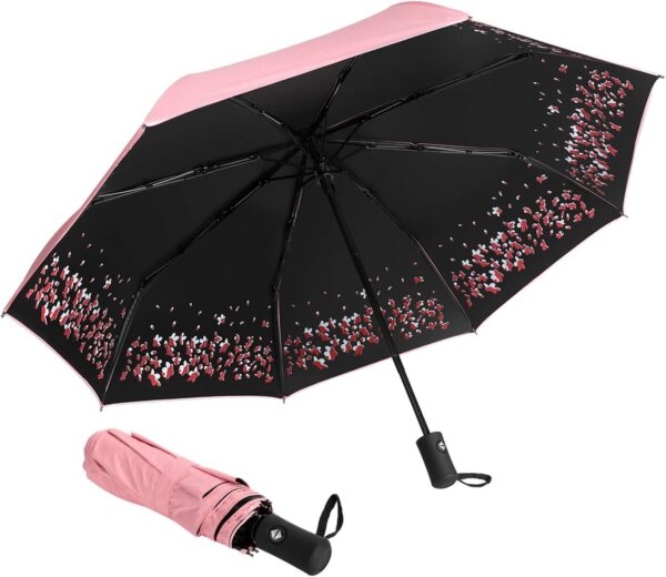 Sun Umbrella-Auto Open Close Folding Rain Umbrella,Waterproof Travel Women Parasol Automatic Umbrellas