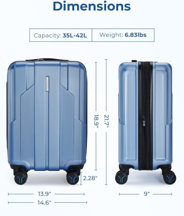 BAGSMART Carry On Luggage 22x14x9 Airline Approved, 1OO% PC Hardside Expandable Luggage with TSA Lock, 20 Inch Travel Suitcase with Spinner Wheels, Blue - Image 7