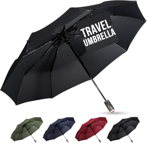 LifeTek Windproof Travel Umbrella, Automatic Open Close, Compact for Rain and Sun, Fits in Purse or Backpack, Strong Lightweight Durable Frame, UV Protection, Small and Portable