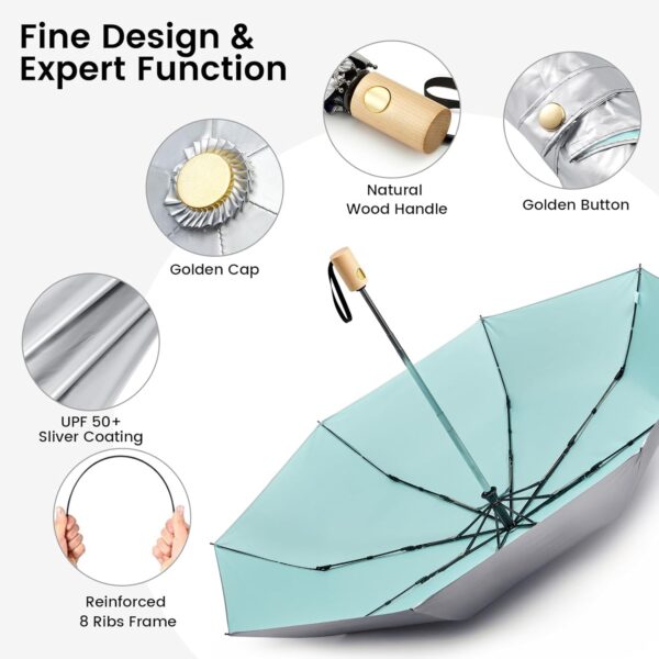 G4Free UPF 50+ UV Protection Travel Sun Umbrella Compact 42 Inch Small UV Blocking SPF Umbrella Auto Open Close - Image 3