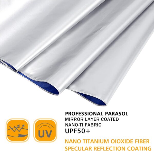 G4Free UPF 50+ UV Protection 54 Inch Large Reverse Travel Umbrella, 10 Ribs Windproof Compact Sun Blocking Inverted Car Umbrellas Automatic Open Close (Blue/Silver) - Image 6