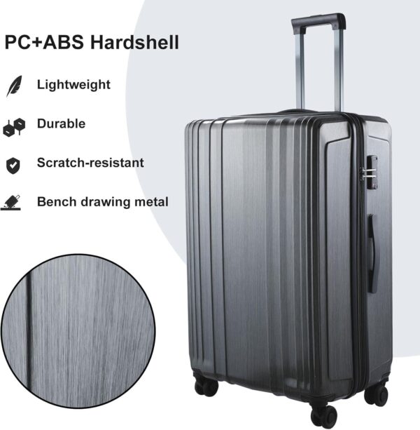 2 Piece Luggage Set 20/28 Inch, 20” Carry On with Front Pocket, 28” with Expandable Zipper, ABS+PC Hardshell Lightweight Suitcase, Silver Gray - Image 9