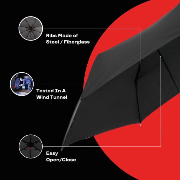 Knirps Ultra Light Slim Manual Open Rain Umbrella - Compact Travel Umbrella for Adults - Windproof, 90cm Diameter, Retractable with Carrying Case - Image 6