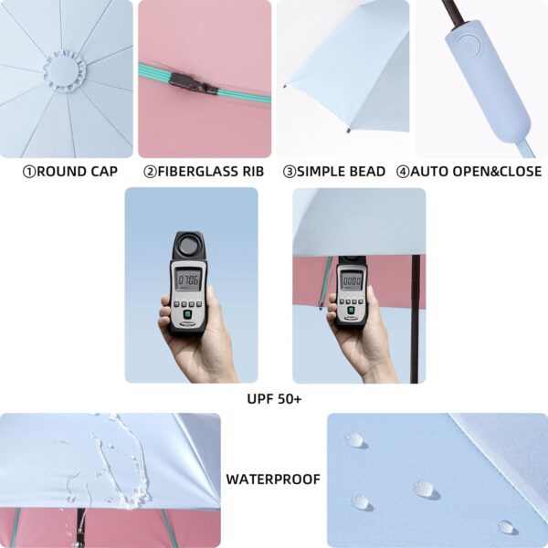 Folding Umbrella Anti-UV Compact Durable Folding Umbrella Auto Open Close Windproof Travel Umbrella Premium Grip Fits Backpack - Image 7