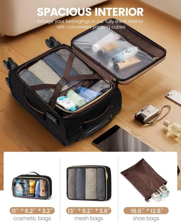 LOVEVOOK Carry on Luggage for Women and Men, Softside Suitcases with Daul Wheels - Image 6