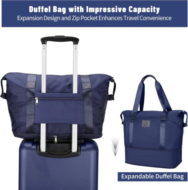 2 Piece Luggage Sets with Spinner Wheels Front Open Pocket, ABS+PC Suitcase with TSA Lock & YKK Zipper, Carry On 20/24 inch Medium +Toiletry Bag+Handbag, Deep Dark Navy Blue - Image 8