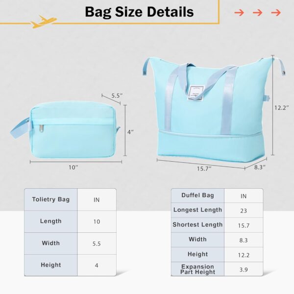 Merax Luggage Set Hardside Suitcase Bag, Light Blue, 20/24 Inch + Cosmetic & Handbag - Image 8