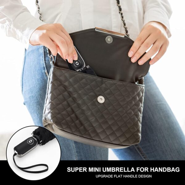 LEAGERA Compact Travel Umbrella for Purse - Flat Handle, Waterproof for Light Rain - Image 4