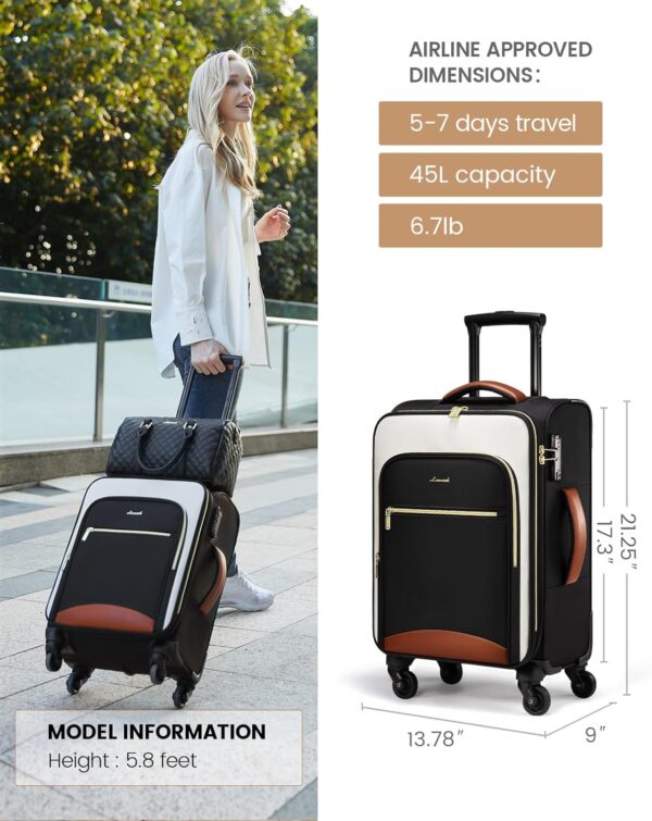 LOVEVOOK Luggage Sets for Women, 5 Piece Softside Carry-on Luggage Set, Lightweight Spinner Suitcases with Wheels with TSA Lock, Water-Resistant Large Capacity Suitcase Set for Travel - Image 7