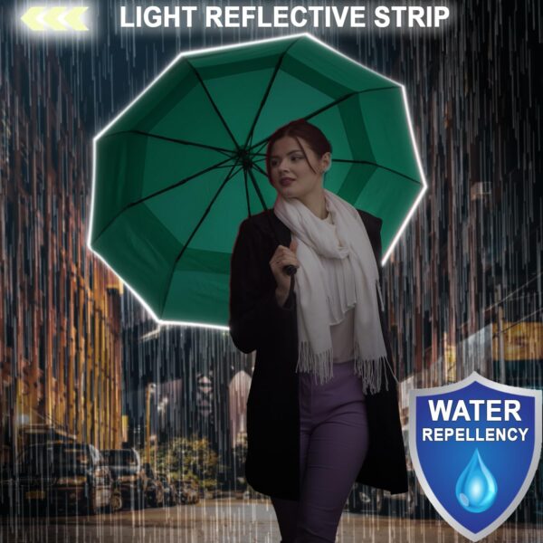 Royal Walk Windproof Folding Travel Umbrella Compact and Strong Luxurious Real Wood Handle Automatic Open Close Vented Double Canopy for Men and Women - Image 8