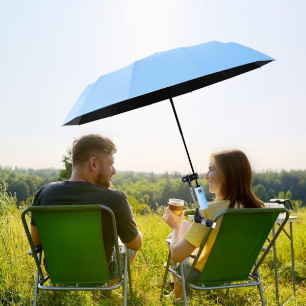 Beach Chair Umbrella with Clamp Clip on Umbrellas for Chair 42 Inches Adjustable Sun Umbrella for Camping Outdoor Chair UPF 50+ Folding Umbrella for Travel Plant Shade Wheelchair - Image 5