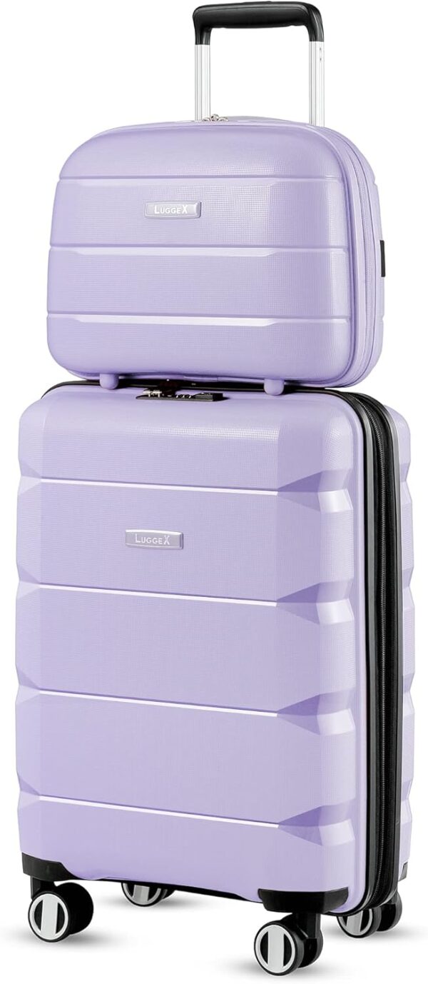 LUGGEX Carry on Luggage with Spinner Wheels, Lightweight Suitcase 2 Piece, Expandable (Purple, 14/20)