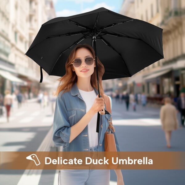 LEAGERA Compact Small Umbrellas for Rain&Sun, Cute Design Duck Head Umbrella for Girls Gifts, 8 Ribs Folding Umbrella with Wooden Handle - Image 6