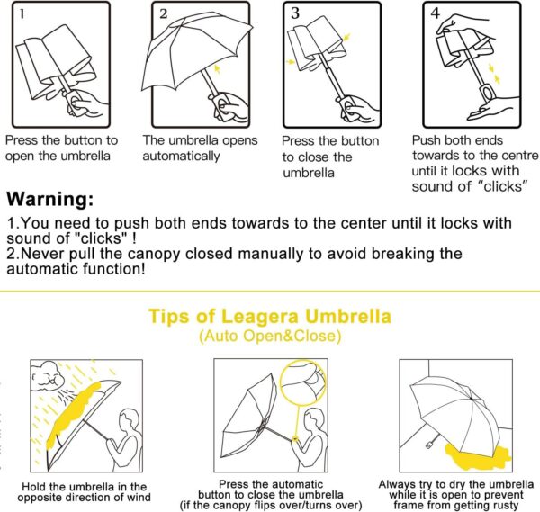 LEAGERA Compact Small Travel Umbrella - Arc 46 Inch, Automatic Umbrella Folding Beautiful Umbrella, Portable & Lightweight Umbrella's for Rain&Sun, Perfect Women Themed Gifts Umbrella - Image 8