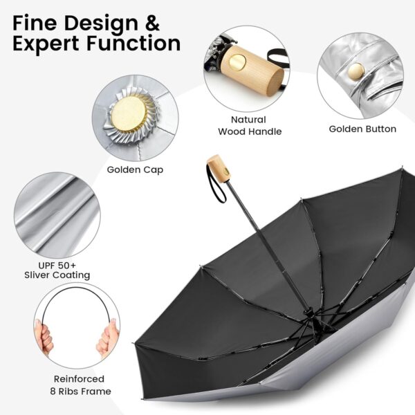 G4Free UPF 50+ UV Protection Travel Sun Umbrella Compact 42 Inch Small UV Blocking SPF Umbrella Auto Open Close - Image 3