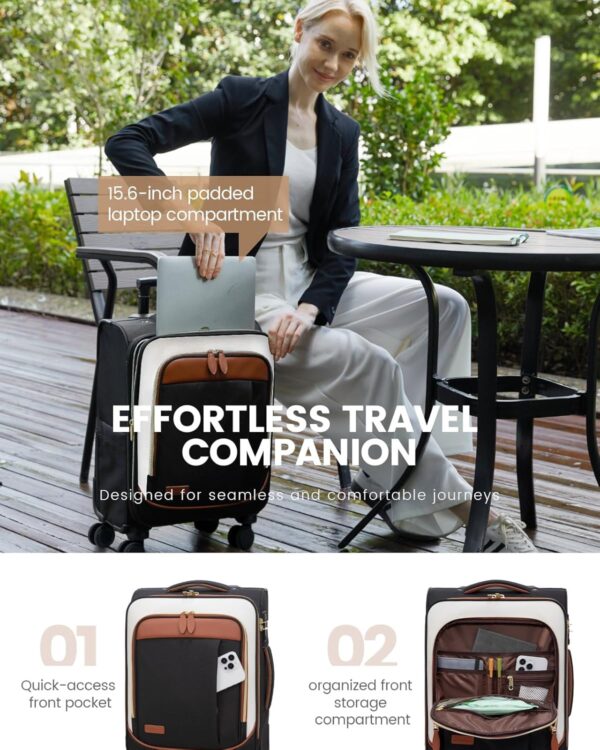 LOVEVOOK Carry on Luggage for Women and Men, Softside Suitcases with Daul Wheels - Image 4