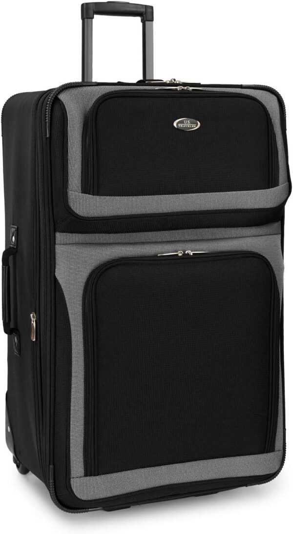 U.S. Traveler New Yorker Lightweight Softside Expandable Travel Rolling Luggage, Black/Grey, 4-Piece Set (15/21/25/29) - Image 5