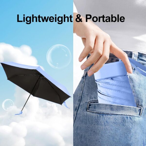 GUARAY Mini Umbrella with Case – Lightweight Folding Compact Travel Accessory, Small Sun Umbrella UV Protection for Girls, Kids & Adults, Fits in Purse Pocket Backpack - Image 3