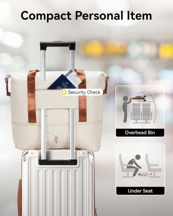 LUGGEX Carry On Luggage Sets 3 Piece, PC Expandable Hardshell Luggage with Spinner Wheels, White Brown - Image 2