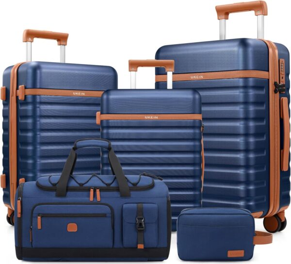Luggage Sets 5 Piece, Polycarbonate Hardside Carry On Suitcase Set with Spinner Wheel TSA Lock, Suitcase set with Travel Bag for Women Men