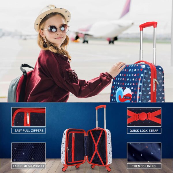 NAUTICA Kids Luggage - 18" Airline Approved Rolling Hardside Upright Carry-on Suitcase Set with Wheels (Shark Attack | 5pc Travel Set) - Image 3