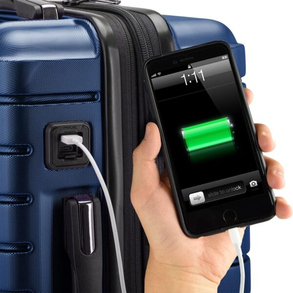 Traveler's Choice Archer Polycarbonate Hardside Spinner Luggage Set, Blue, Carry-On 21-Inch, Tie Down Straps - Image 9