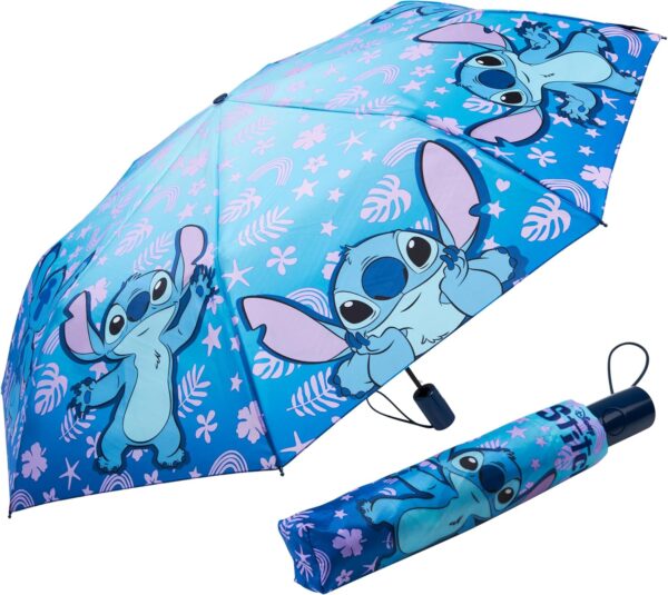 Disney Automatic Umbrella for Adults Teens Kids - Folding Telescopic Umbrella Lightweight Travel School Work - Stitch Gifts