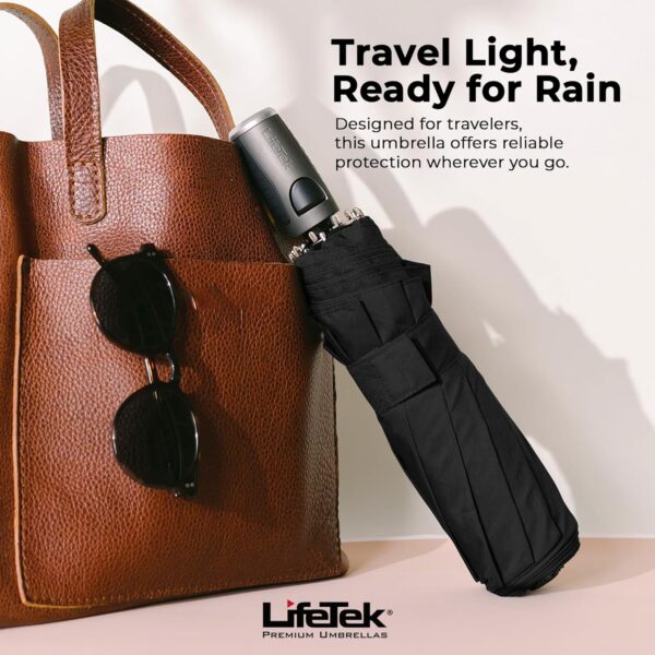LifeTek Windproof Travel Umbrella, Automatic Open Close, Compact for Rain and Sun, Fits in Purse or Backpack, Strong Lightweight Durable Frame, UV Protection, Small and Portable - Image 7